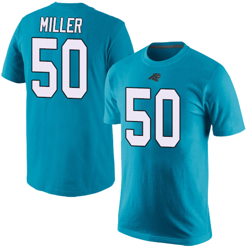 Carolina Panthers Men Blue Christian Miller Rush Pride Name and Number NFL Football #50 T Shirt->carolina panthers->NFL Jersey